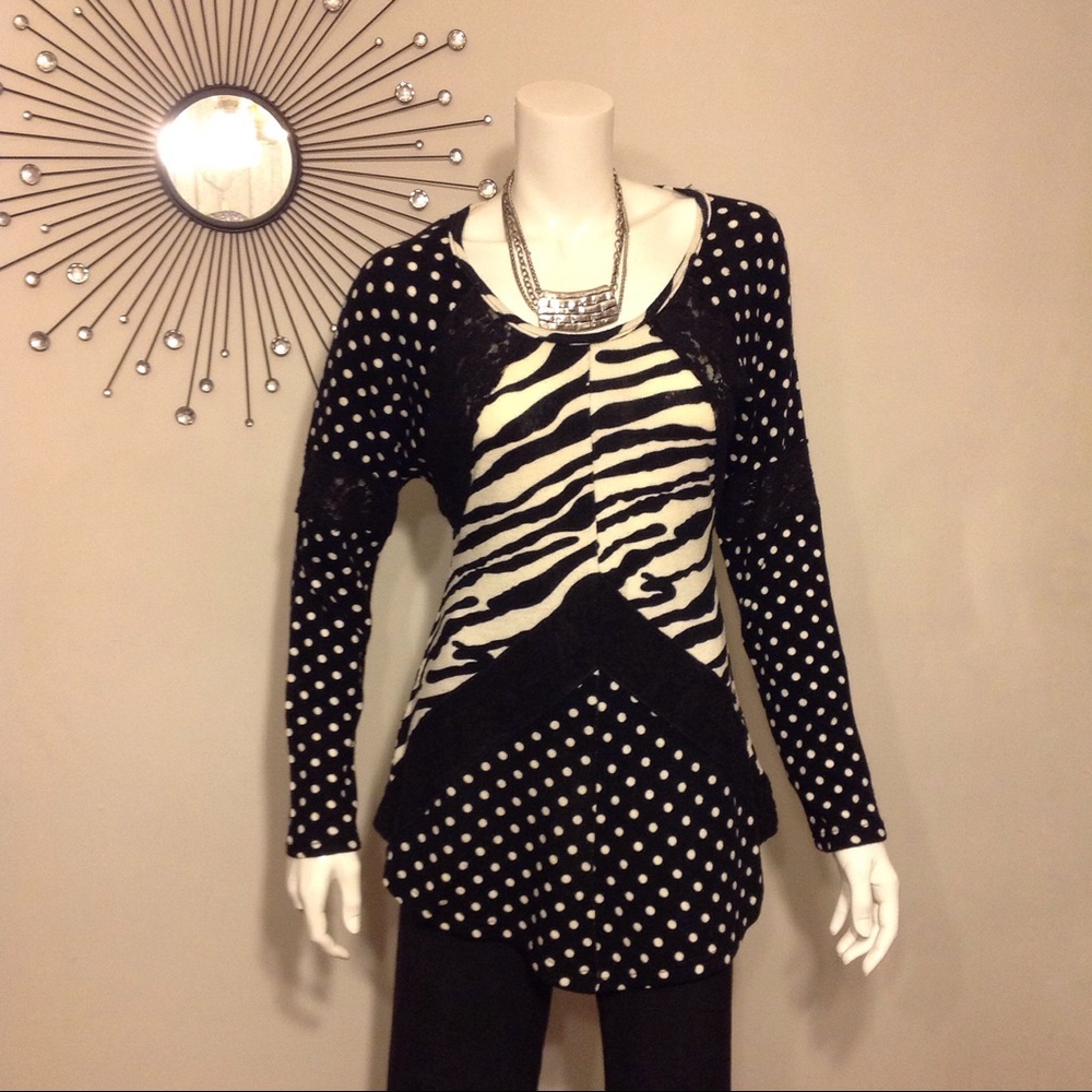 Mechant Long Sleeve Mixed Media Top